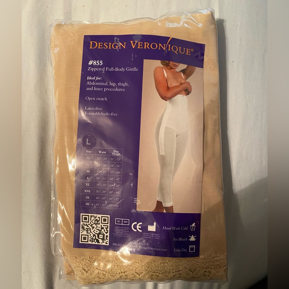 Design Veronique compression garment, size L, cream/tan, NWT